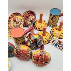 Vintage New Years Eve Tin Noise Makers Lot of 15 US Metal Toy Mfg.